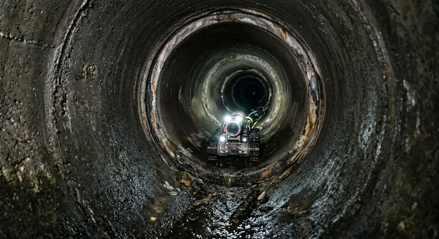 Robotic sewer camera inspecting pipe interior for Drain Snake Service in Brewer
